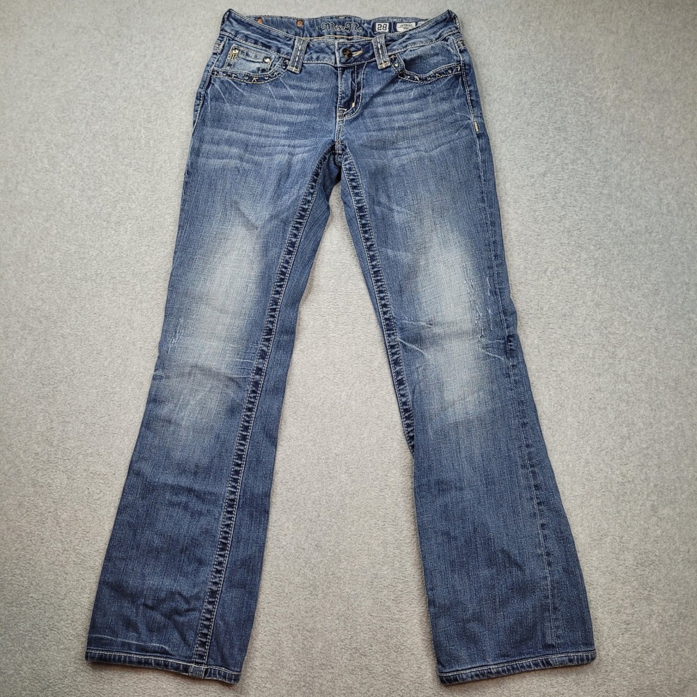 Miss Me Bootcut Jeans Womens 28 Blue Embellished Star Studded JW6060B2